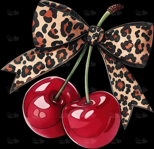 Cerezas con moño de leopardo