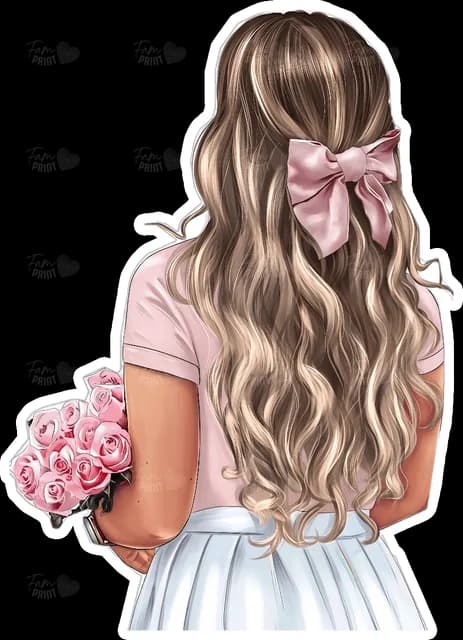 Chica con moño y flores